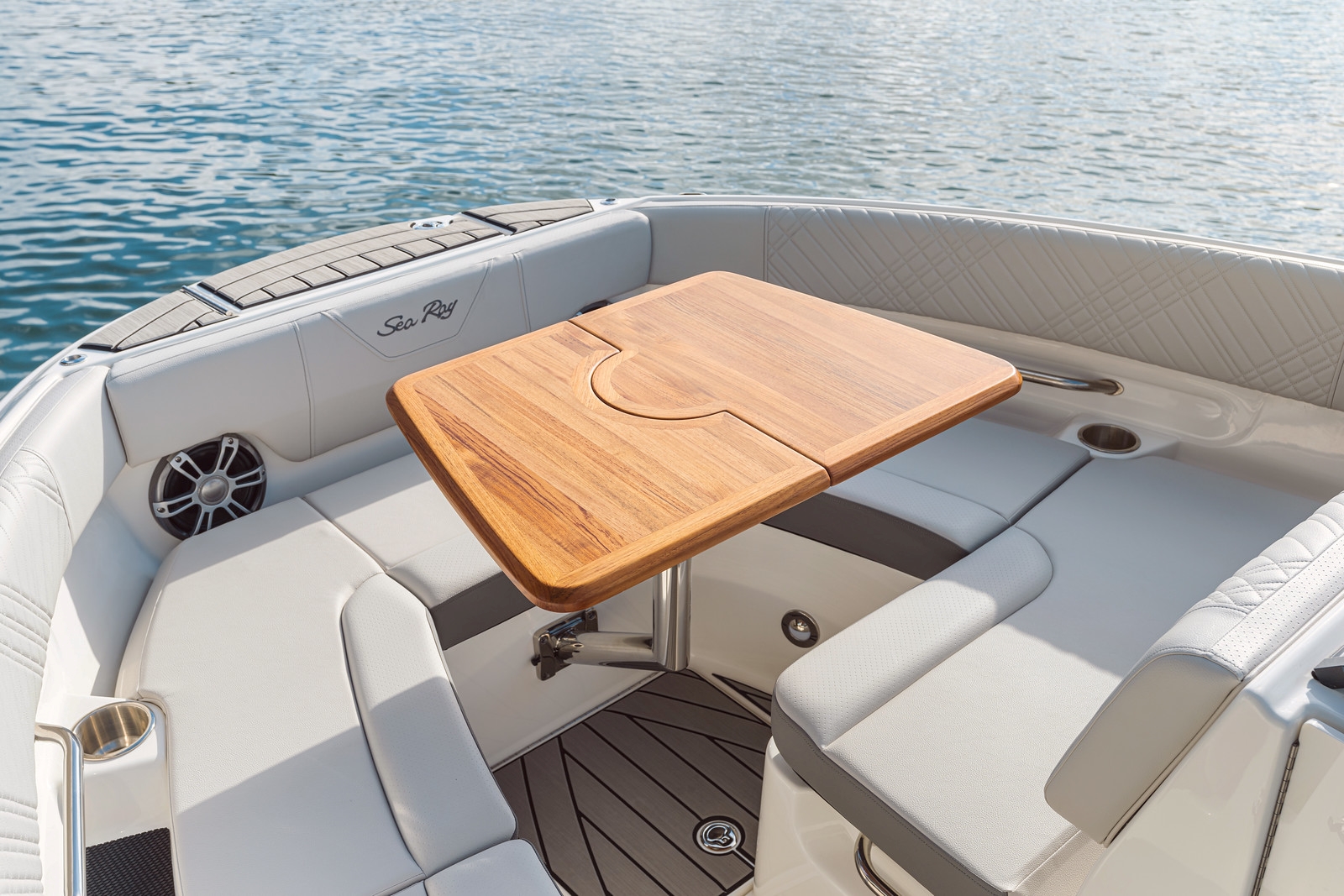 sea-ray-250-bug-teaktisch-zweilteilig-stone-getr„nkehalter